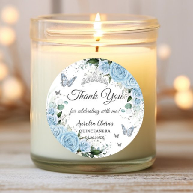 Adesivo Sky Blue Floral Princesa Vestido Prata Quinceañera (Criador carregado)