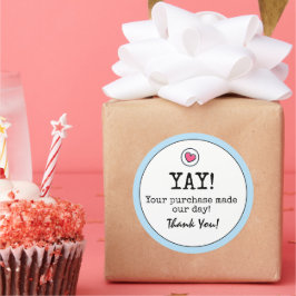 Adesivo Sky Blue Retro with Heart Business Obrigado