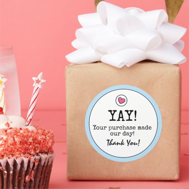 Adesivo Sky Blue Retro with Heart Business Obrigado (Festa)