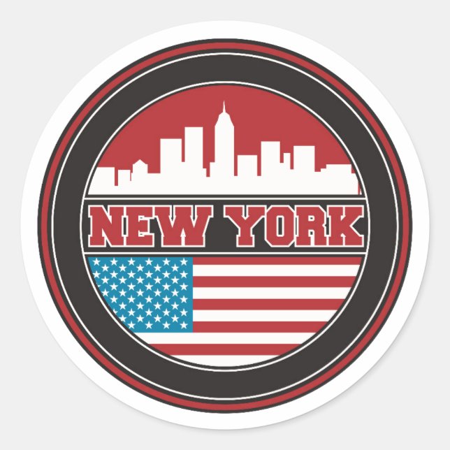 Adesivo Skyline Nova York | Bandeira dos Estados Unidos (Frente)