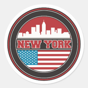 Adesivo Skyline Nova York   Bandeira dos Estados Unidos