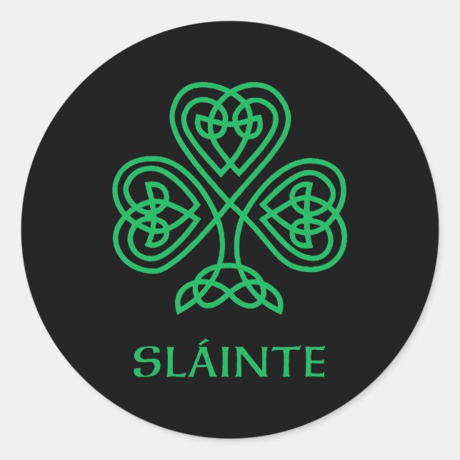Adesivo Slainte Celtic Knot Irish Shamrock Green Shamrock (Frente)