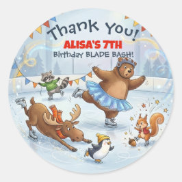 Adesivo Slapstick Ice Skating Birthday Thank you sticker