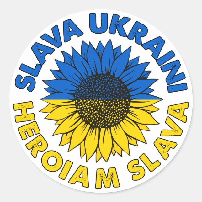 Adesivo Slava Ucraniano Heroiam slava girassol Bandeira Uc (Frente)