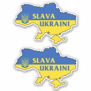 Adesivo Slava Ucraniano Mapa de Sinalizador Ucraniano