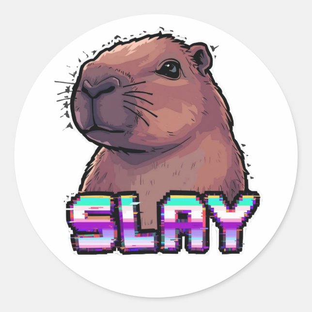 Adesivo Slay Capybara Funny Animal Meme (Frente)