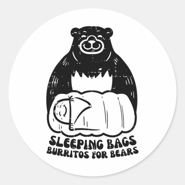 Adesivo Sleeping Bags Burritos For Bear Funny Camping Men  (Frente)