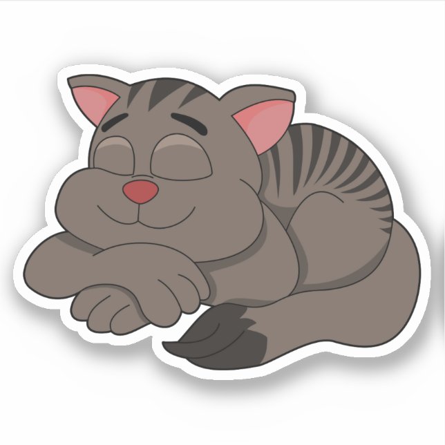 Adesivo Sleeping brown cat cartoon - vinyl sticker (Frente)