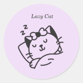 Adesivo Sleeping cute Cat Purple Sticker.