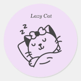 Adesivo Sleeping cute Cat Purple Sticker.