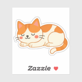 Adesivo Sleeping Orange and White Cat – Cute Cartoon Style