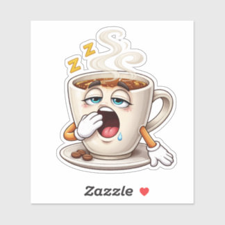 Adesivo Sleepy Cartoon Coffee Cup Custom-Cut Vinyl Sticker