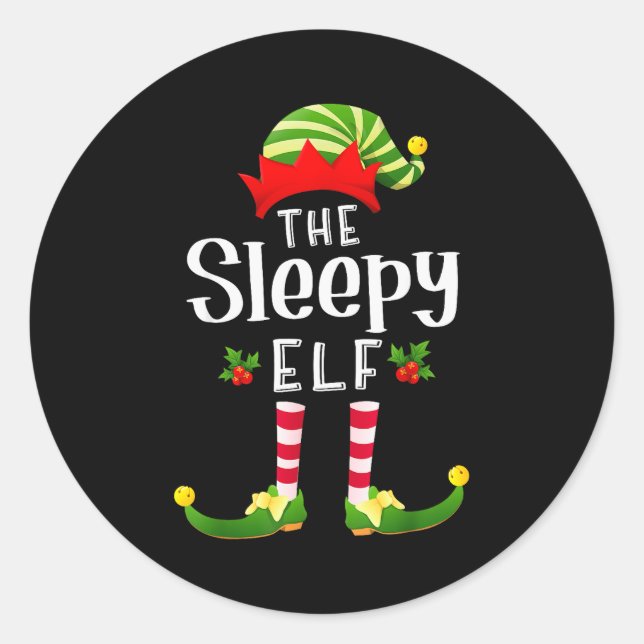 Adesivo Sleepy Christmas Elf Matching Pajama X-mas Party  (Frente)