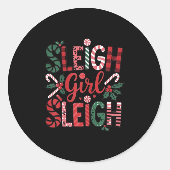 Adesivo Sleigh Girl Sleigh Funny Little Women's Retro Chri (Frente)