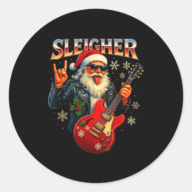 Adesivo Sleigher Rock Santa Funny Metal Christmas Design  (Frente)