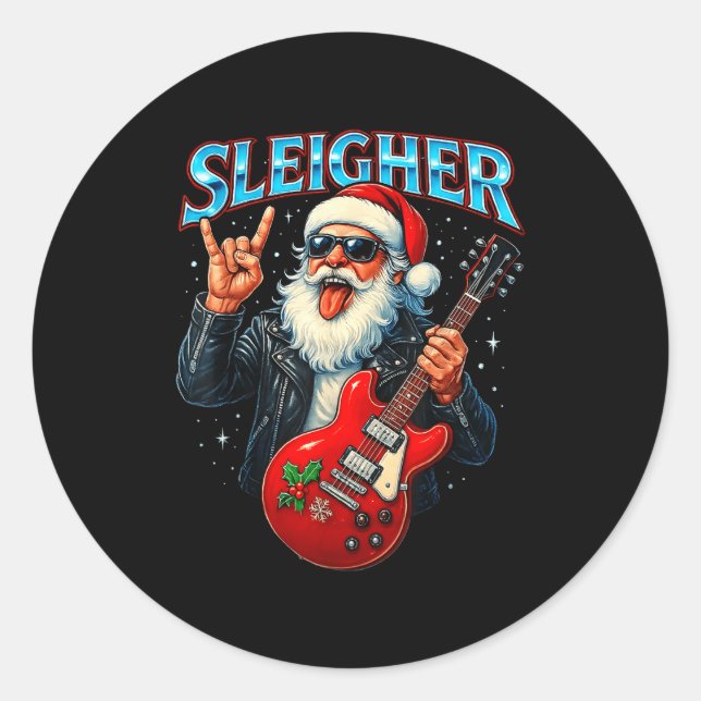 Adesivo Sleigher Rock Santa Funny Metal Christmas Design  (Frente)