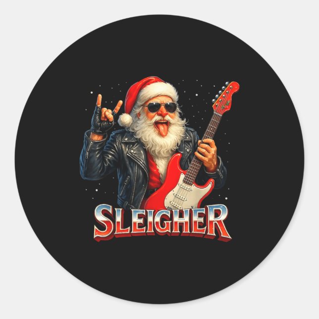 Adesivo Sleigher Rock Santa Funny Metal Christmas Design  (Frente)