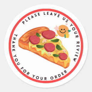 Adesivo Slice Pizza Sorria Emoticon Deixe Revisão Obrigado