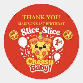 Adesivo Slice Slice Cheesy Baby Pizza 1st Birthday Favor
