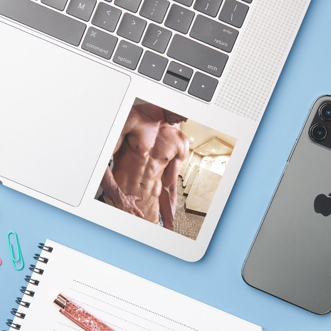 Adesivo SlipperyJoe muscular sem camisa homem 6 maço ajust (Notebook com iPhone)