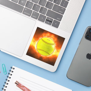 Adesivo SlipperyJoe's artistic Softball on fire gay gifts 