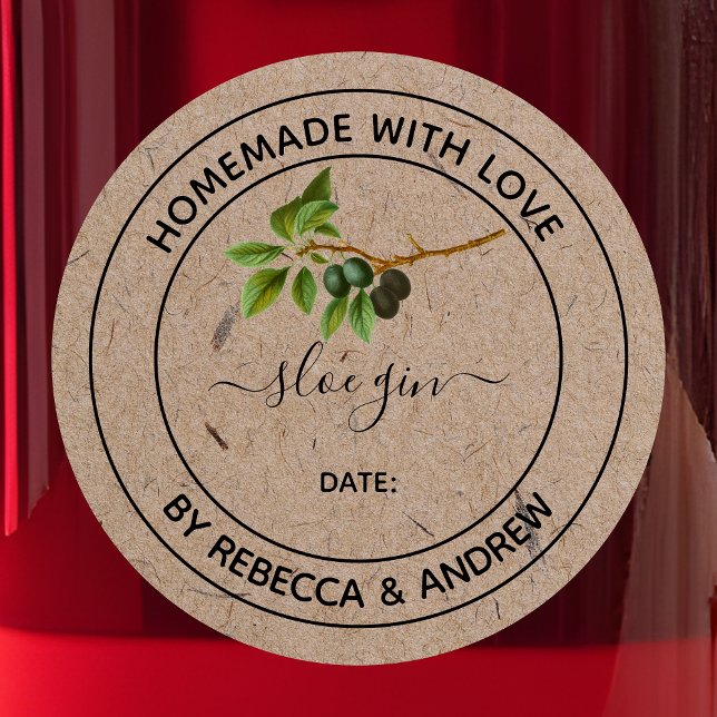 Adesivo Sloe Gin Kraft Cor Caseiro com Amor (Criador carregado)