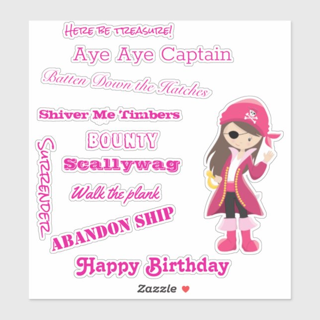 Adesivo Slogan da Pirate Girl (Folha)