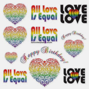 Adesivo Slogan do arco-íris de LGBT & corações #2