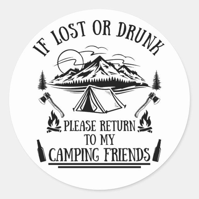 Adesivo Slogan engraçado do camping bebendo diz: (Frente)