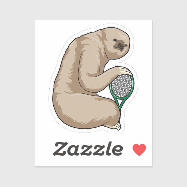 Adesivo Sloth at Tennis with Tennis racket (Folha)