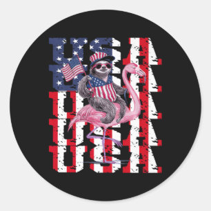 Adesivo Sloth Flamingo American E Orgulho Patriótico Usa