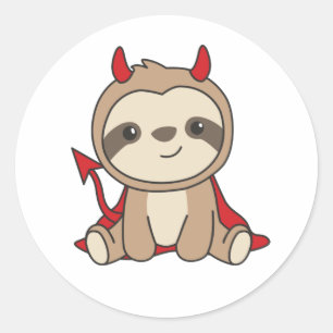 Adesivo Sloth Halloween Cute Devil Witume Clássico R