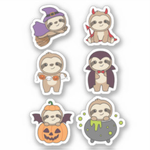 Adesivo Sloth Halloween Devil Pumpkin Vampire Costume