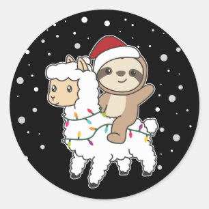 Adesivo Sloth Lama Natal Snow Animais de inverno Clássicos
