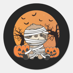 Adesivo Sloth Mummy Pumpkin Sloths Happy Halloween Classic
