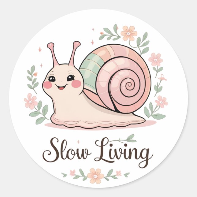 Adesivo Slow Living | Pastel Snail Floral  (Frente)