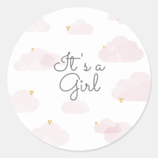 Adesivo Sluitzegel it's a girl roze wolken ronde sticker