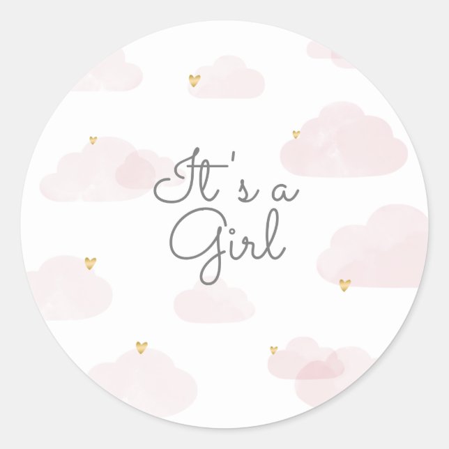 Adesivo Sluitzegel it's a girl roze wolken ronde sticker (Frente)