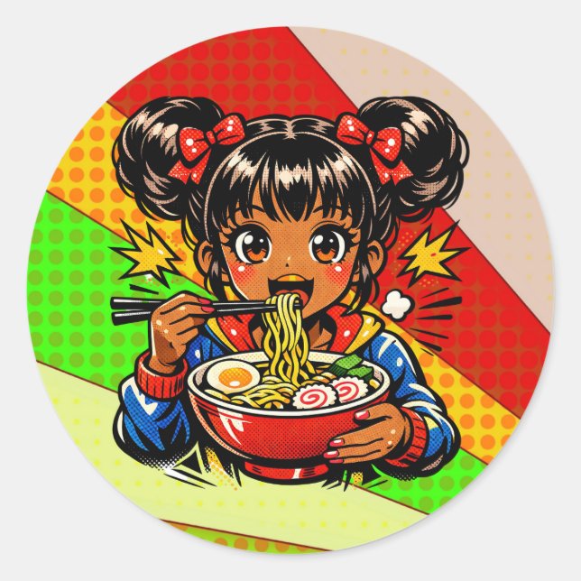 Adesivo Slurp Nom Anime Girl Ramen Noodles (Frente)