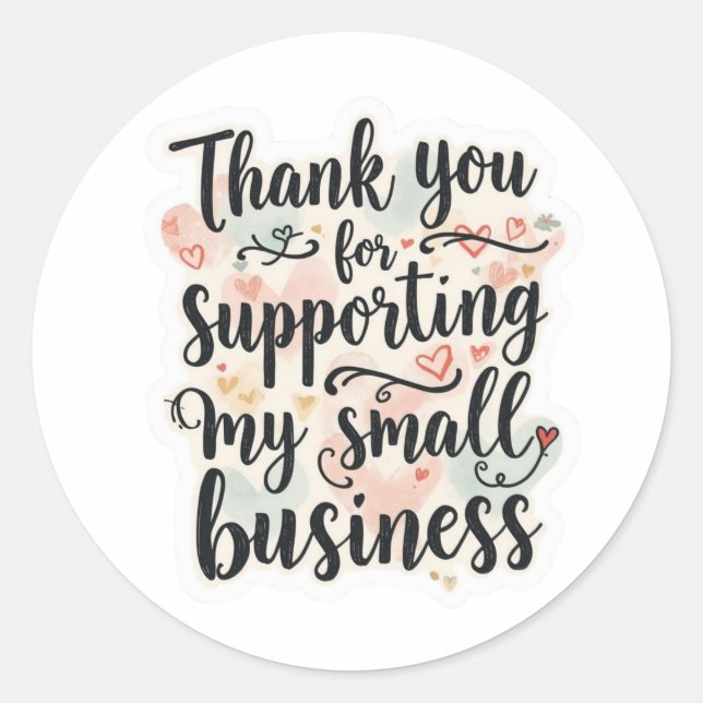 Adesivo Small Business Thank You Round Sticker (Frente)