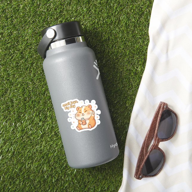 Adesivo Small Joys Big Day – Cute Hamster Aesthetic (HydroFlask Insitu)