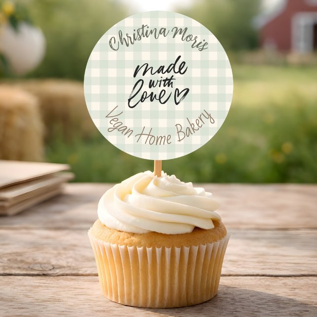 Adesivo Small Vegan Home Bakery Made with Love Pattern (Criador carregado)