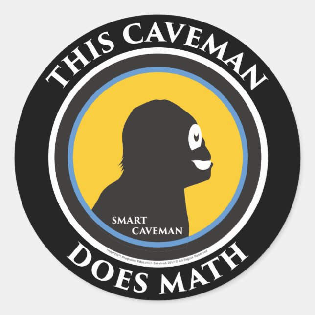 Adesivo Smart Caveman Stickers: Este Caveman Faz Matemátic (Frente)