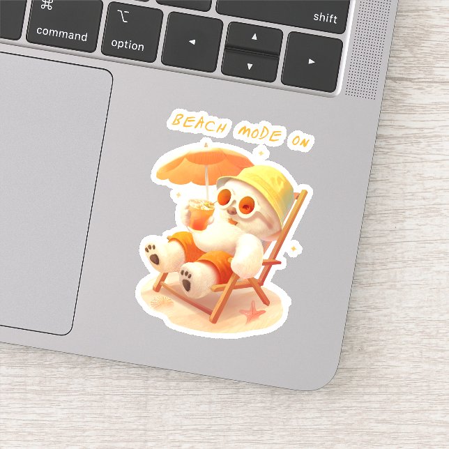 Adesivo Smile Pup: Beach Mode On Smiling Bichon Frise (Detalhe)