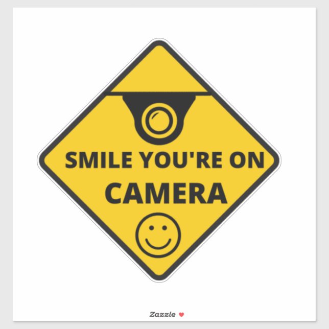 Adesivo Smile You're On Camera Sign, Video Surveillance  (Folha)