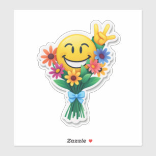 Adesivo "Smiley em Flor - Buquê de Flores Emoji Colorido"