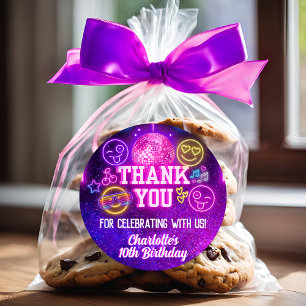 Adesivo Smileys face Roxos De Brilho De Neon, Muito Obriga