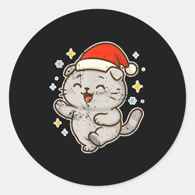 Adesivo Smiling Santa Cat Holiday Cheer  (Frente)
