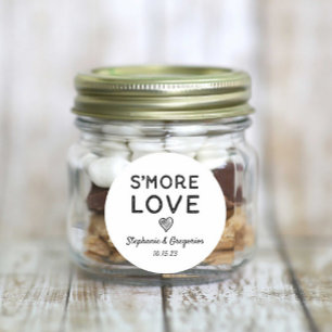 Adesivo "S'more Love Heart Black White Rustic Wedding"