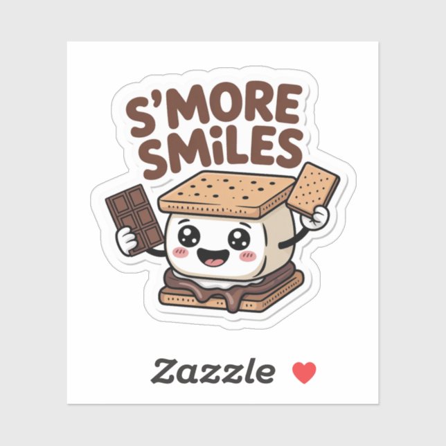 Adesivo S'more Smile Cute Kawaii Campfire Treat (Folha)